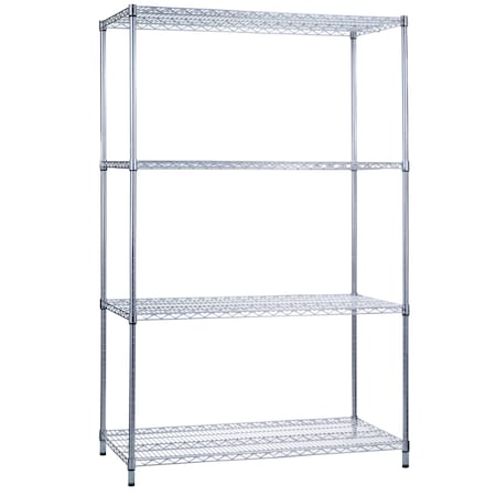 R&B Wire Products Heavy Duty Chrome Wire Shelving Unit, 18x48x72 SU184872